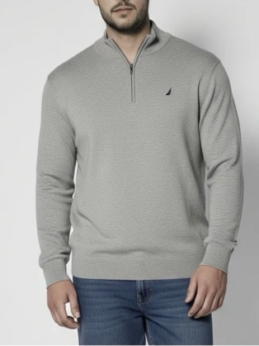 Men's Nautica Navtech Grey 1/4 Zip Pullover Sweater